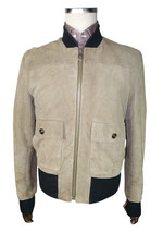 £2530 DOLCE & GABBANA GOATSKIN LEATHER BEIGE BLOUSON JACKET M 40 50  ITALY