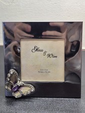 Vintage Chrome Glass/Wire Butterfly Photo Frame