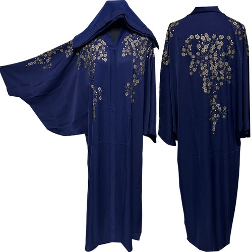 Women navy blue batwing abaya - blue,