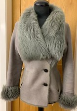 Oasis real sheepskin fur shearling Toscana leather Jacket coat  S UK8-10 US4