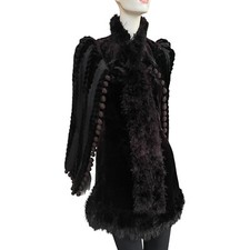 Victorian 1880's Black Velvet Dolman Mantle with Passementerie & Ostrich Trim