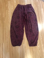 Stunning, made in Nepal, red/purple harem hippy yoga festival trousers pants