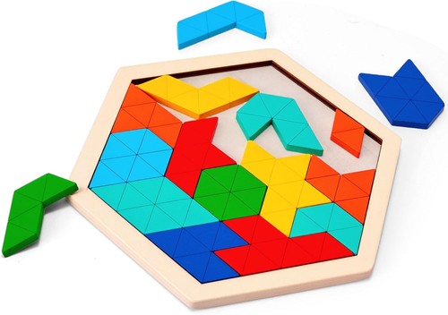 Wooden blocks puzzle set - wooden,