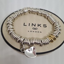 links of london sweetie bracelet thumbprint & 4 gold rings vermeil