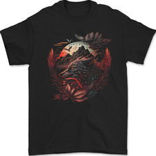 An Evil Night Wolf and Moon Mens T-Shirt 100% Cotton