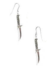 k25 Hunting knife  fine English Pewter on 925 hook drop sterling silver earrings