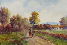 Original Watercolour, 'Figure with Horse', Edwin Brown (1845-1936), circa 1920