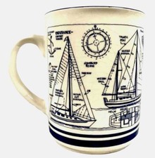 Sailboat blue print mug - sailboat,