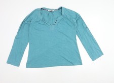 Mudd & Water Women's Blue Cotton Henley Long Sleeve T-Shirt