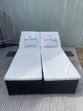 Rattan Double Sun Lounger. Includes Cushions. Side Tables.