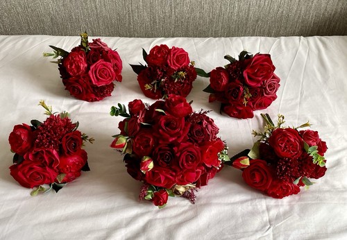 Red wedding bridal bundle set - red,