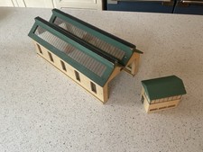 Hornby Dublo Oo Gauge Pre War Wooden Engine Shed And Signal Cabin NICE RARE PAIR