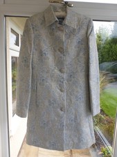 Laltramoda Pale Blue & Silver Floral Jacquard Dress Coat SIZE 44 UK 16