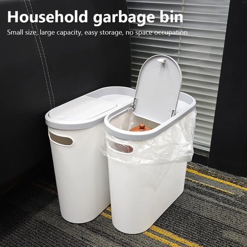 Narrow plastic waste bin - plastic, with