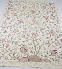 Vintage Jacobean Inspired Kashmiri Crewel Work Tree of Life Textile 257x213cm
