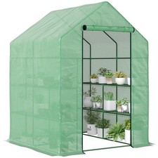 Outsunny Walk in Garden Greenhouse Outdoor Grow House w/ Shelves, 143x138x190cm