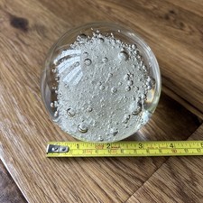 Vintage Art Glass Paperweight Ball Controlled Bubbles Clear Orb Art