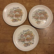 Set of 3 Vintage 80’s Italian Pizza Stoneware Ceramic Plates 9.5 Inches