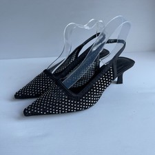 Marks & Spencer kitten heel shoes UK 5 VGC diamante slingback party low heel