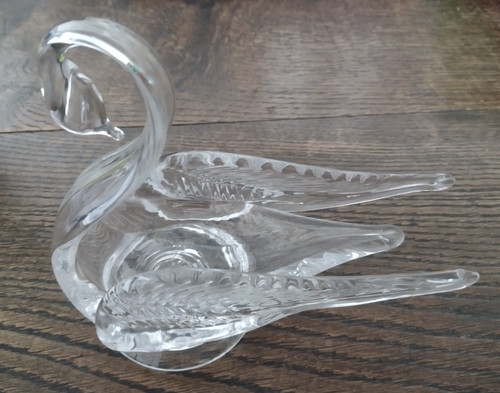 Vintage hand blown glass swan - glass,