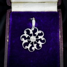 Antique Victorian Old Cut Diamond Snowflake Gold Pendant