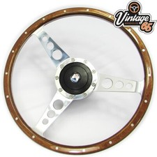 Vw Beetle T1 Kafer 14"  Wood Rim Steering Wheel, Fitting Boss Kit & Horn Press