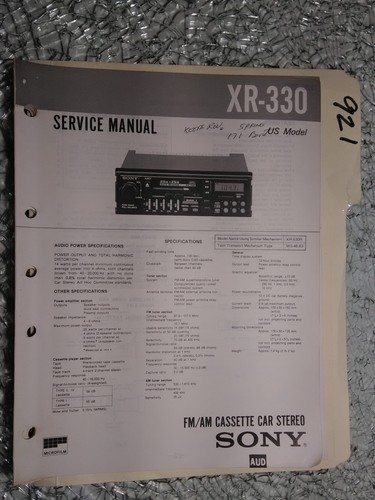 Sony 330 service - sony, xr-330