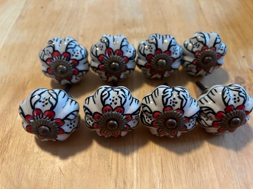 8pcs red white - white, black