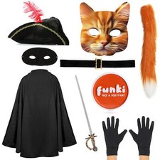 ADULTS CAT BANDIT IN BOOTS BOOK DAY COSTUME FANCY DRESS TEACHER PUSS CAT MASK