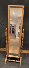 Antique Pine Chevalier Full Length Mirror - Barley Twist Legs