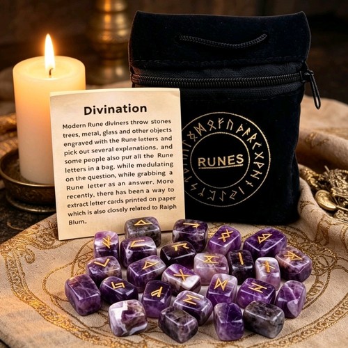 Amethyst crystal runes set - crystal,