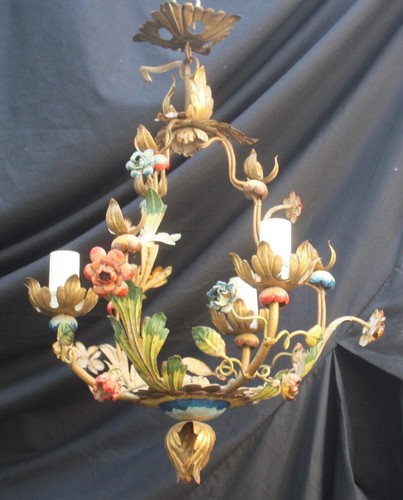 Vintage toleware chandelier - a,
