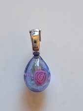 Lovelinks silver 925 Blue Pink Rose murano heart bracelet charm bead dangle Clip