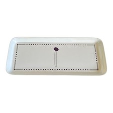 Rectangular Serving Dish Tableware White with Decorative Border 37x11 cm