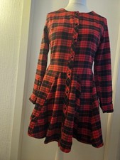 Allegra K Red Tartan Plaid Cute Womens Ladies Button Up Dress Size S NWOT