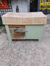 Original Dutch Butchers Block On Painted Stand