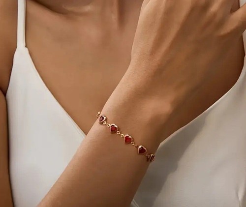 Gold red heart gemstone - heart,