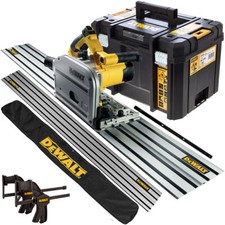 Dewalt DWS520KT Plunge Saw 110V with 2 x 1.5m Guide Rails Connector Clamps & Bag