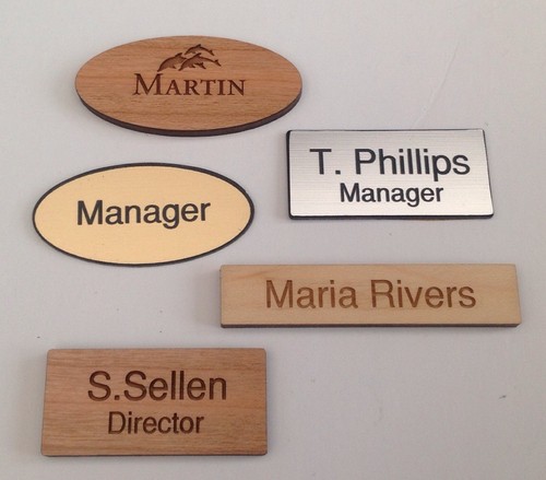 Gold silver wooden name - wooden, badge