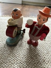 Lot of 2 Antique Metal Mechanical Wind Up Made in India Boy Toys