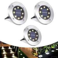 ✨8 LED Solar Ground Lights Patio Outdoor Garden Lawn Path Lamp Floor Decking UK