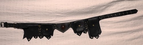 Black leather utility belt - leather,
