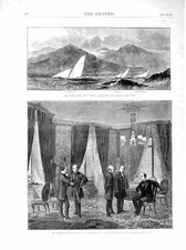 Original Old Antique Print 1872 Clyde Yacht Race Bute Geneva Arbitration Rivage