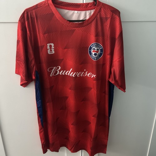 Budweiser red and blue - red,