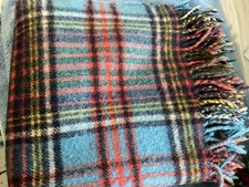 EARL-WOOD Warm Wool Travel Rug Picnic Fringe Blanket Great Britain Vintage 