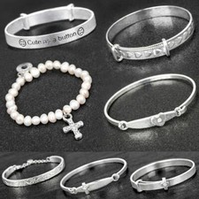 Equilibrium Silver Plated Baby Christening Bracelet Bangle Choice of 7 Designs