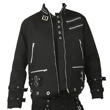 Men Zipper Gothic Jacket Bondage Style Black Goth Buckle Straps Punk Jacket