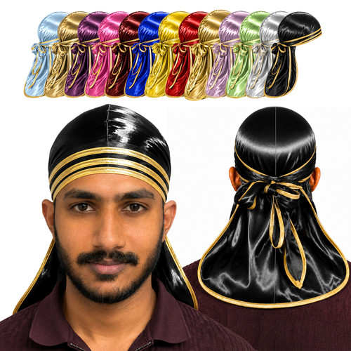Silky durag with - gold, border