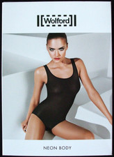 WOLFORD NEON BODY, SEE THROUGH BODYSUIT, SIZE SMALL, in black, New in box