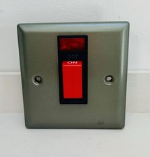 Volex 250V 45A Cooker Switch With Neon Indicator In Black Nickel